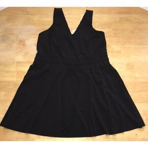 NWT Athleta Savannah Strap Drawstring Waist Black Dress‎ Women's Size Large